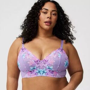 #324. Torrid Floral Lace Bralette - Purple and Blue. Size 2x